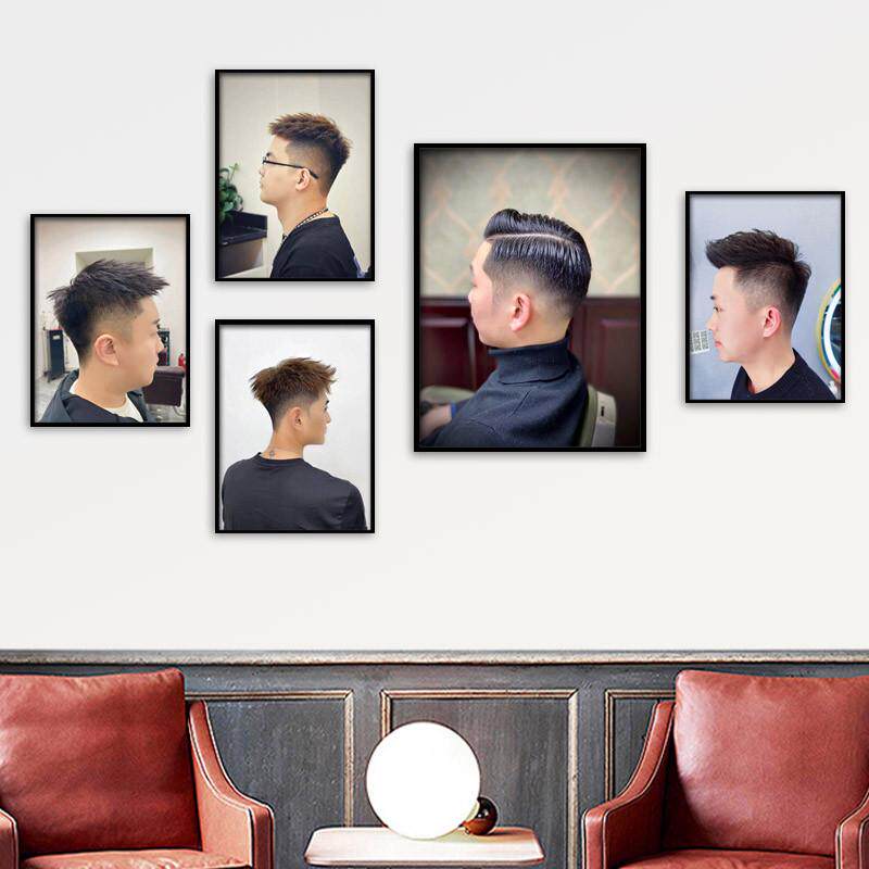 男士发型图片美发店装饰画网红理现代装饰画