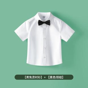 高档童儿衬衫 服男童女白衬衣免熨烫抗皱中大童表演出童服小学 短袖