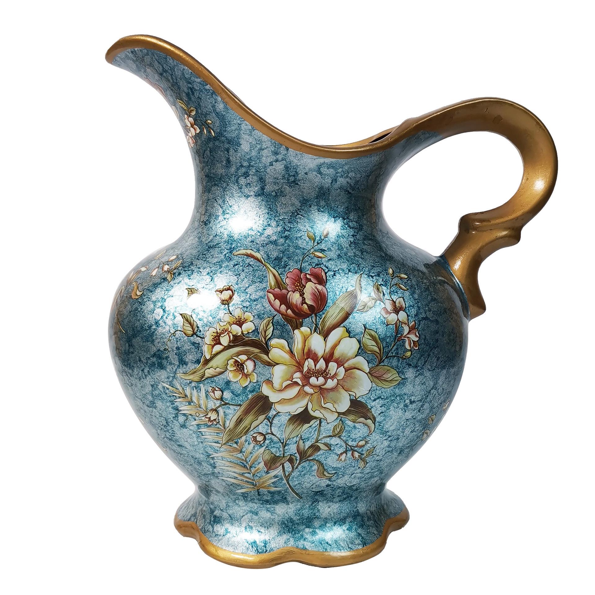 欧式轻奢工艺花瓶插花瓶陶瓷彩绘家居装饰品大号桌面花瓶客厅摆件