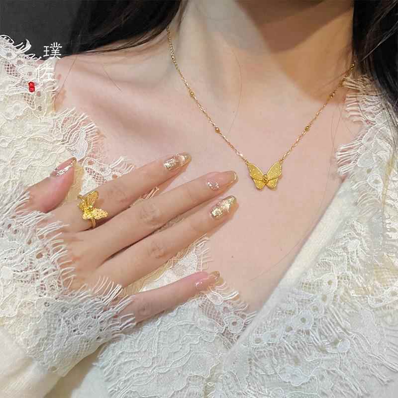 拉丝气质黄金色戒指送女友礼物潮