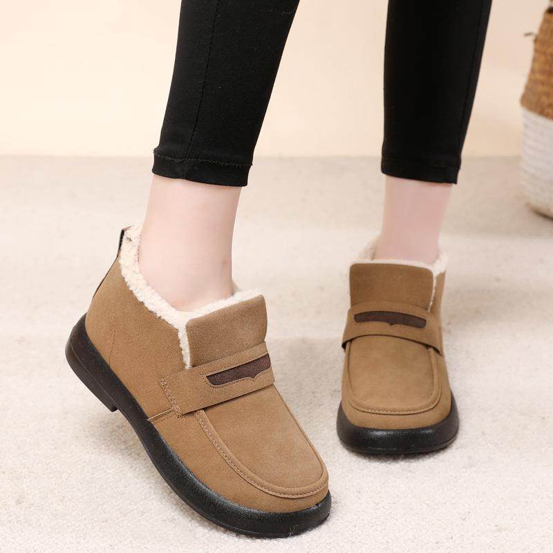 新款季暖新款加绒保豆豆鞋厚底高帮时地尚女冬棉鞋软底防滑雪靴女