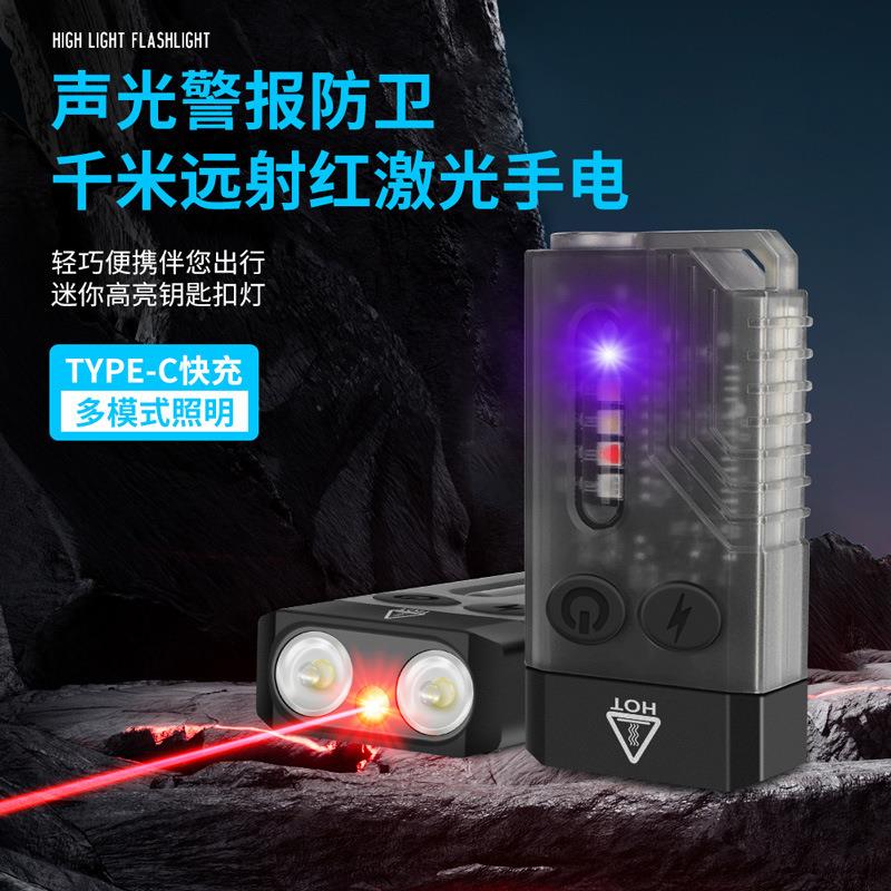 新款迷你便携手电筒EDC 1000LM磁吸工作灯USB-C充电蜂鸣器小手电