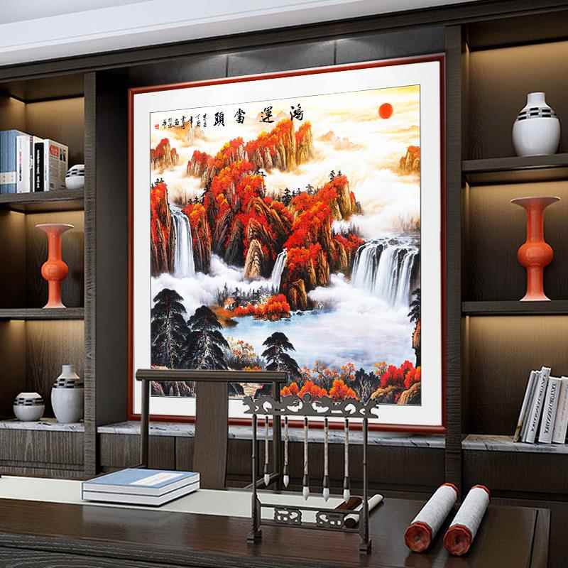 鸿运当头国画 画山水画 画靠山图斗方壁画 画招财风水画 画玄关走