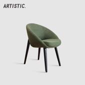 意式 设计洽谈扶手椅 极简实木餐椅家用轻奢白蜡木螃蟹餐桌椅休闲