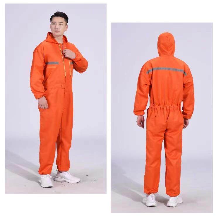 高档大码连服体工作男长袖防喷漆劳保服机尘厂修连体衣