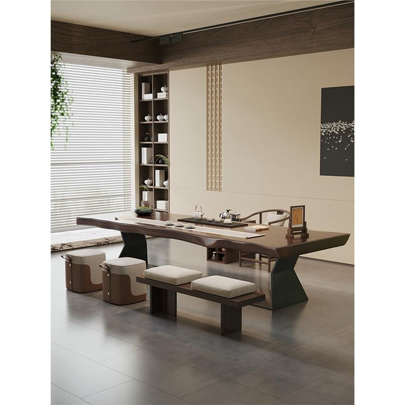 实木大板茶桌新款高端设计师轻奢高级感泡茶台办公室客厅家用