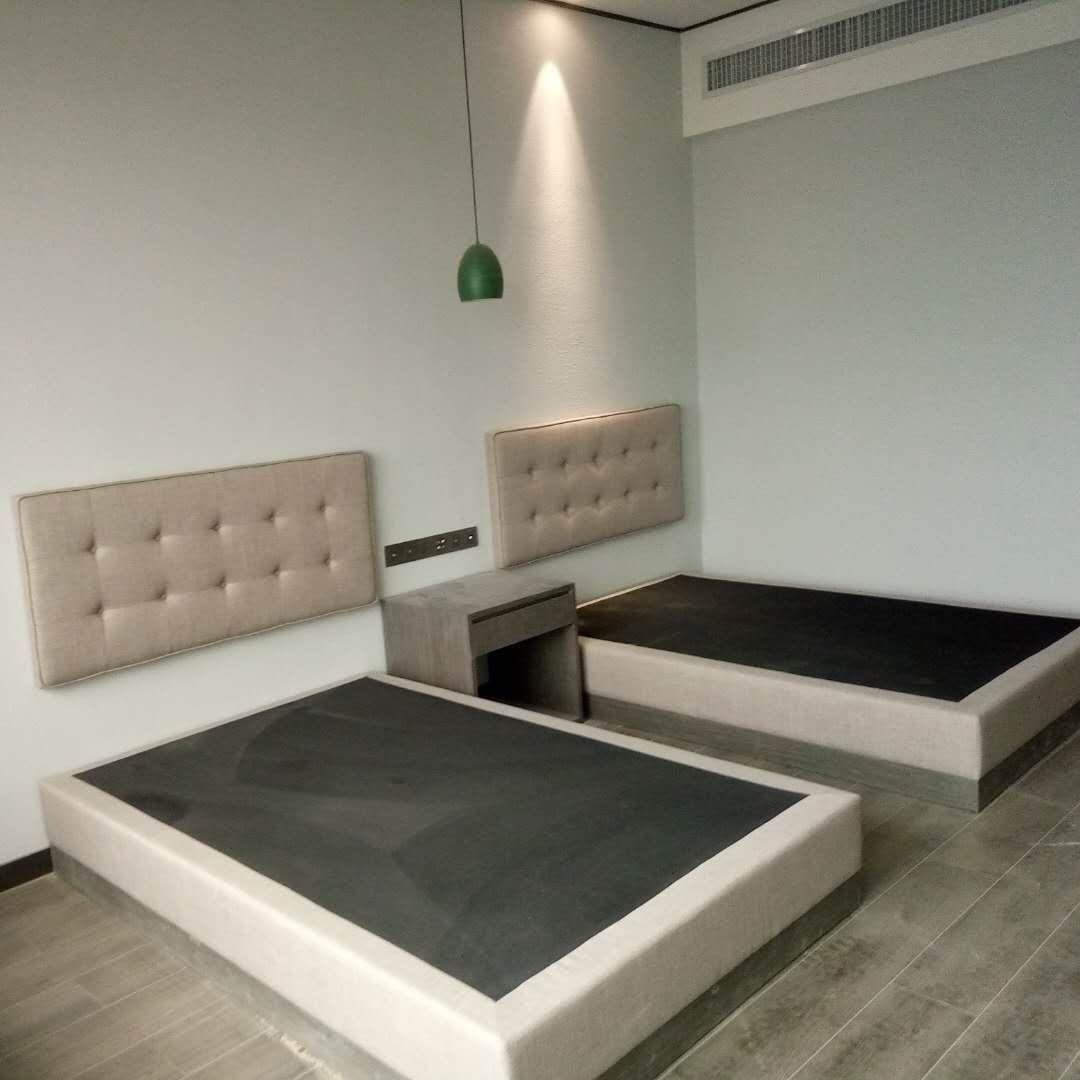 新款直销酒店家具床头床屏软包布皮艺床大靠背双人床酒店民宿公寓