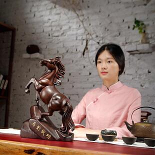 黑檀木雕马摆件十二生肖马到成功红木木质工艺礼品办公室家居礼品