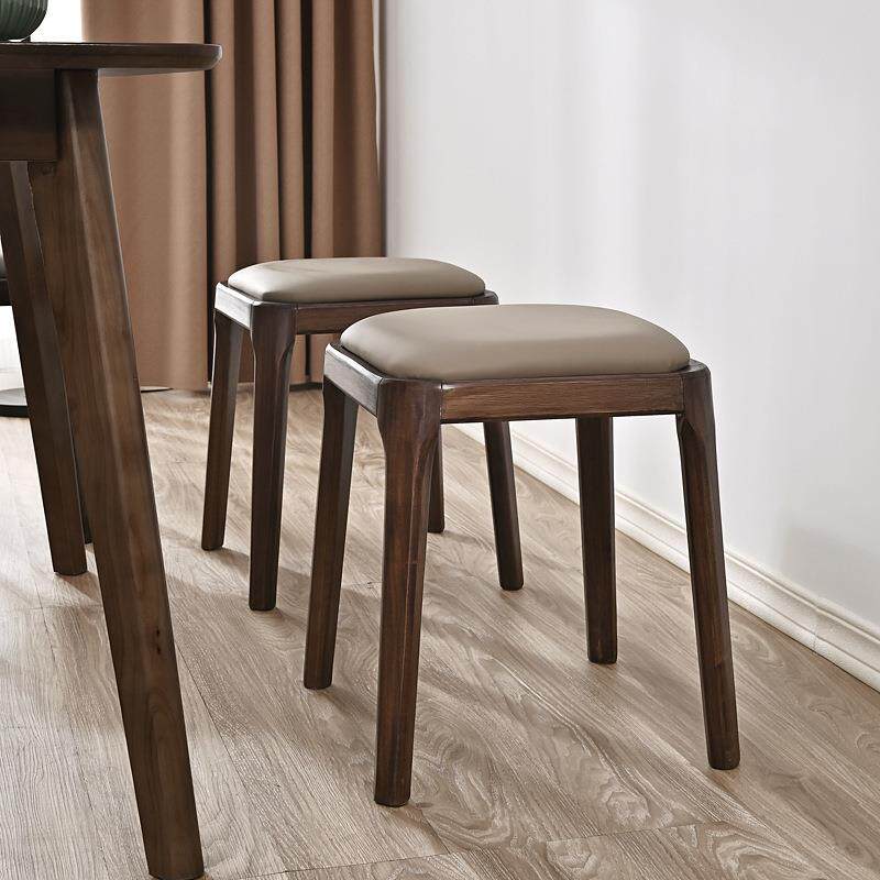 W8现代491简约用客厅木实小方凳化妆软包饭店轻奢设家可叠放美计