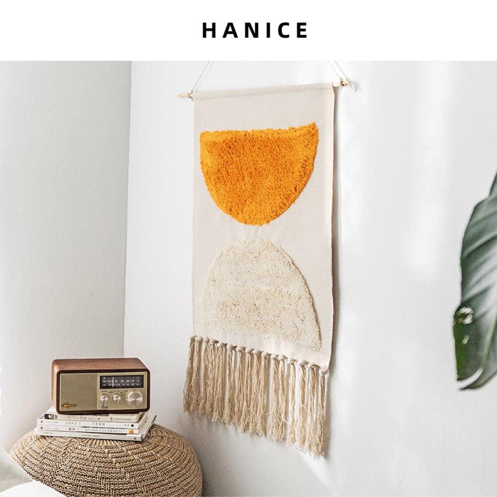 Hanice波希米亚手工编织流苏装饰挂毯,风表箱挂画改造壁挂