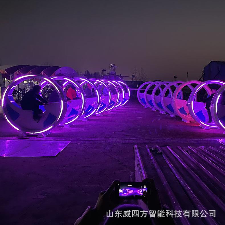 无动力脚踩喷泉单车 脚踩发电水车划船机 互动脚踏发电发光单车