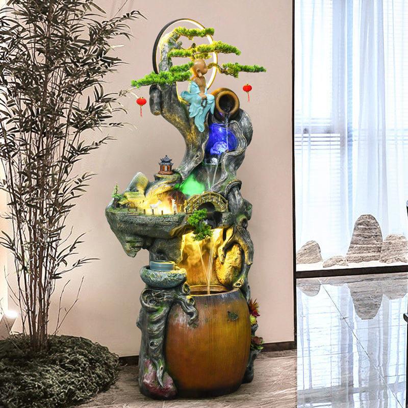 中式田园假山流水喷泉加湿器鱼缸客厅水景风水轮开业礼品落地摆件