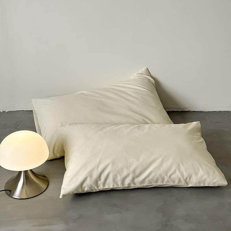 简约纯色全棉枕套一对 两只枕头套纯棉色织水洗棉信封式枕袋素色