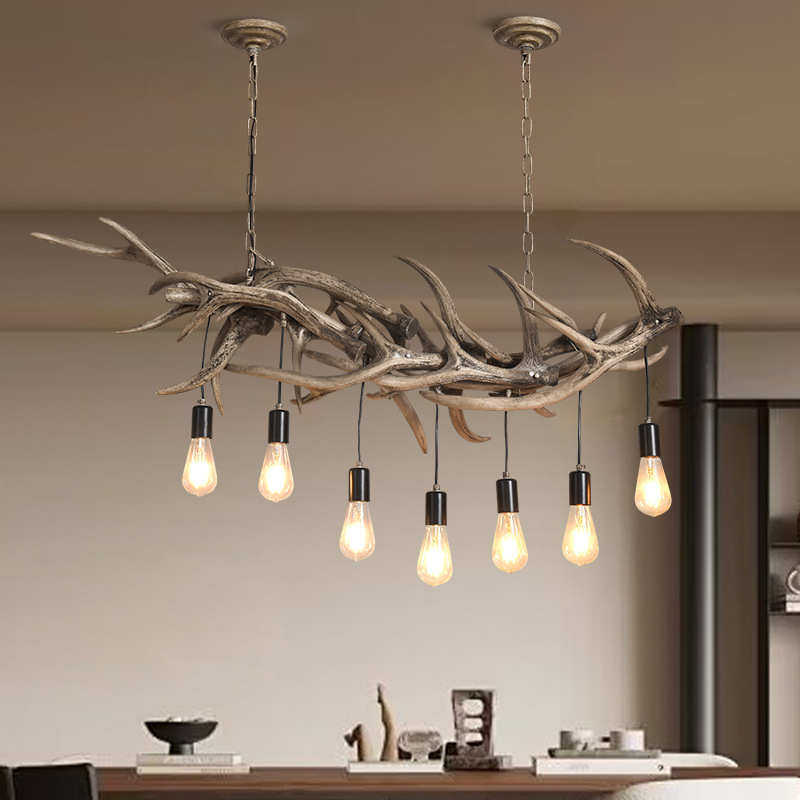 酒店民宿餐厅吊灯美式复古鹿角吊灯北欧创意餐厅吧台卡座岛台吊灯,家装灯饰光源,客厅吊灯,淘宝优惠券,粉丝福利购,淘宝优惠卷