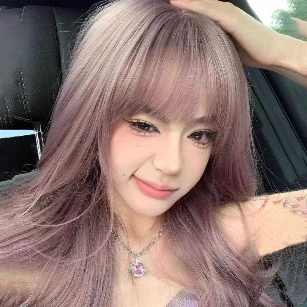 新款直销假发女灰紫色长直发圆脸自然学生甜美网红夏季新款全头套