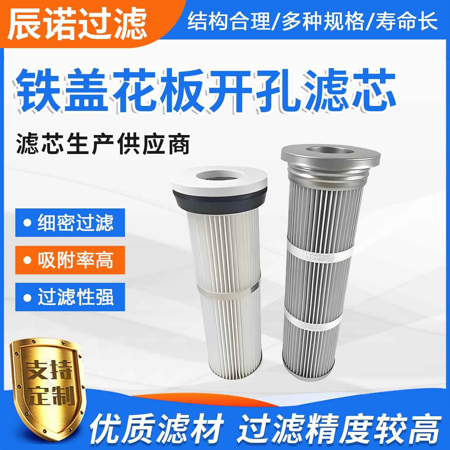 花板开孔除尘滤芯替代布袋工业粉末回收除尘滤筒上装式铁盖滤筒