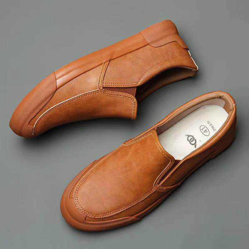 正品季男鞋保脚暖加绒低帮棉鞋新冬款一蹬防水男休闲皮士鞋二棉懒