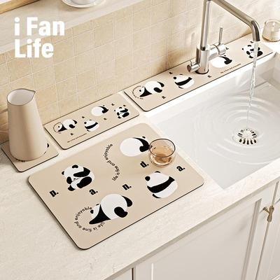 范店萌熊派厨房硅藻泥吸水垫洗手台水池沥水垫卫生间水龙头台面垫