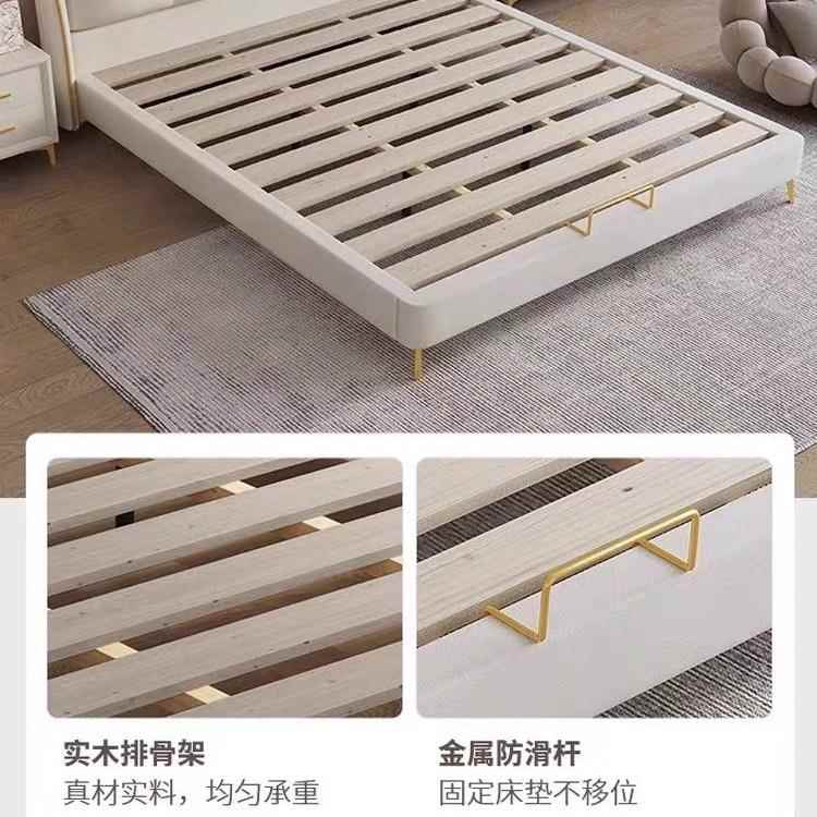 双包床花皮瓣简约床ali-7451床风5双人米人奶油床软皮床18物储1抓