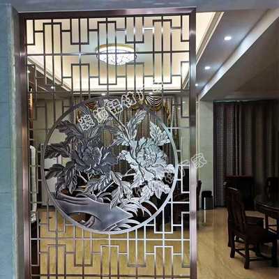 定制铝合金窗花挂落铝格栅屏风木纹花格隔断中式仿古门窗方通吊顶