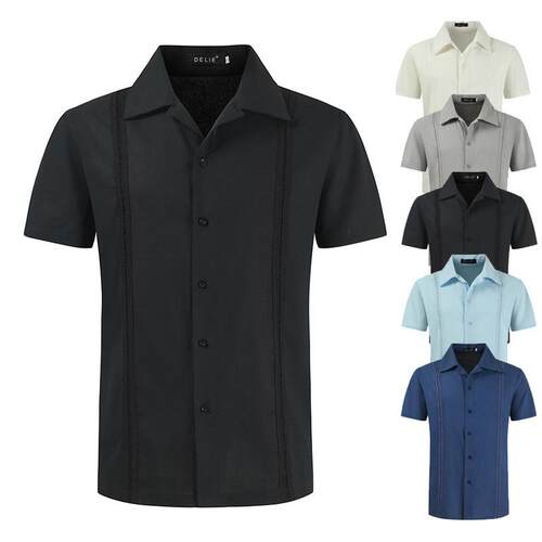 Men's linen shirt, Cuban Guayabela shirt, short sleeved
