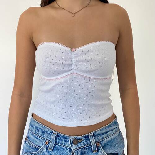 Lace strapless short style花边抹胸短款