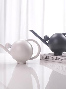 北欧简约金属茶壶摆件下午茶杯碟咖啡杯茶具组合摆设样板房装饰品