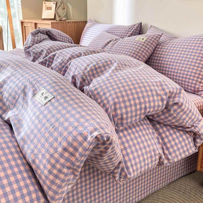新款类全棉934水洗棉棉a四件纯套床单被套床笠用学生宿舍床上品