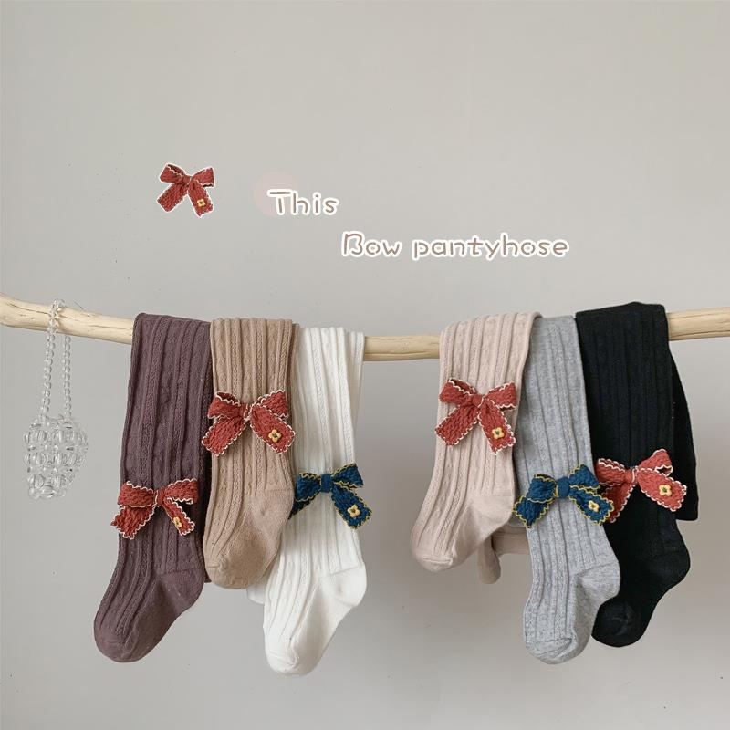 女童连裤袜春秋精梳棉袜裤儿童连体袜子蝴蝶结打底袜女宝宝打底裤