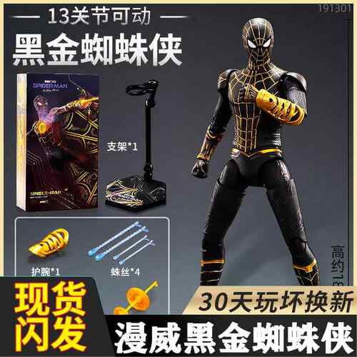 中威可发光钢铁侠黑金蜘蛛侠战争机器MK50豪华版85K1手办毒液