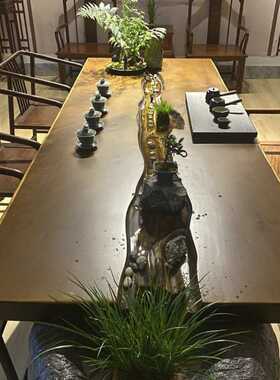茶桌新中式实木大板禅意流水茶台景观一体茶桌椅组合小户型泡茶几