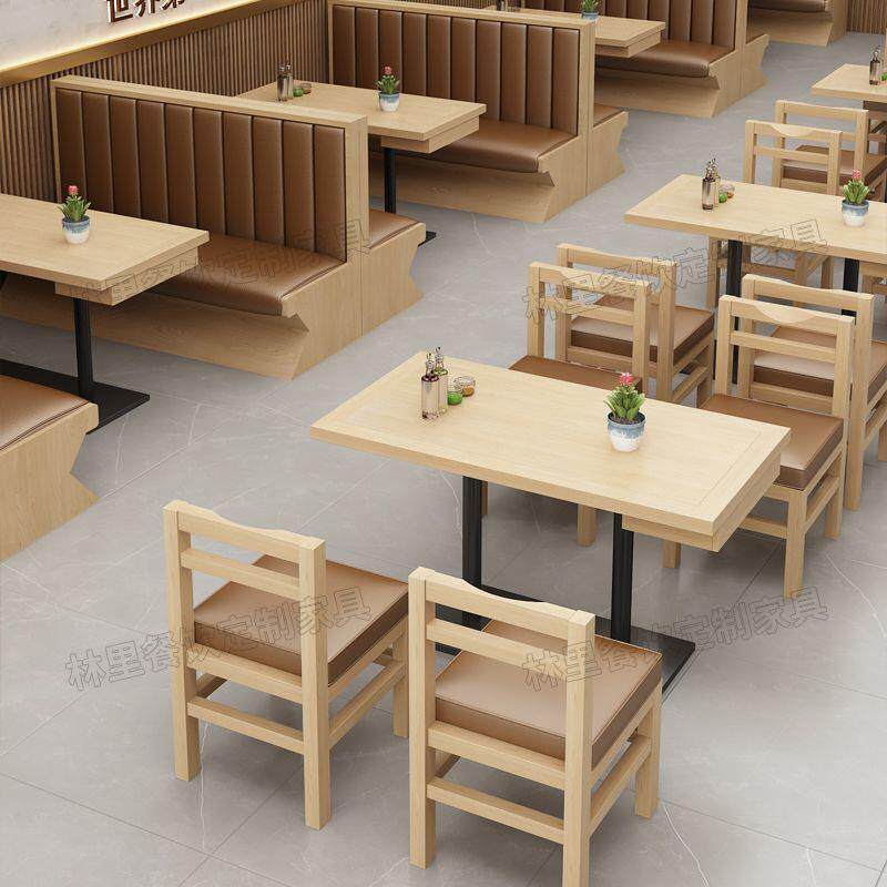 用桌椅吃店快餐店餐面馆餐桌椅3Cd7bfRk靠小商墙厅卡座组合