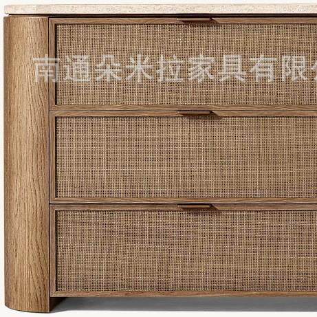 RH美式实木高端豪华别墅房卧室抽屉斗柜桌面大理石设计