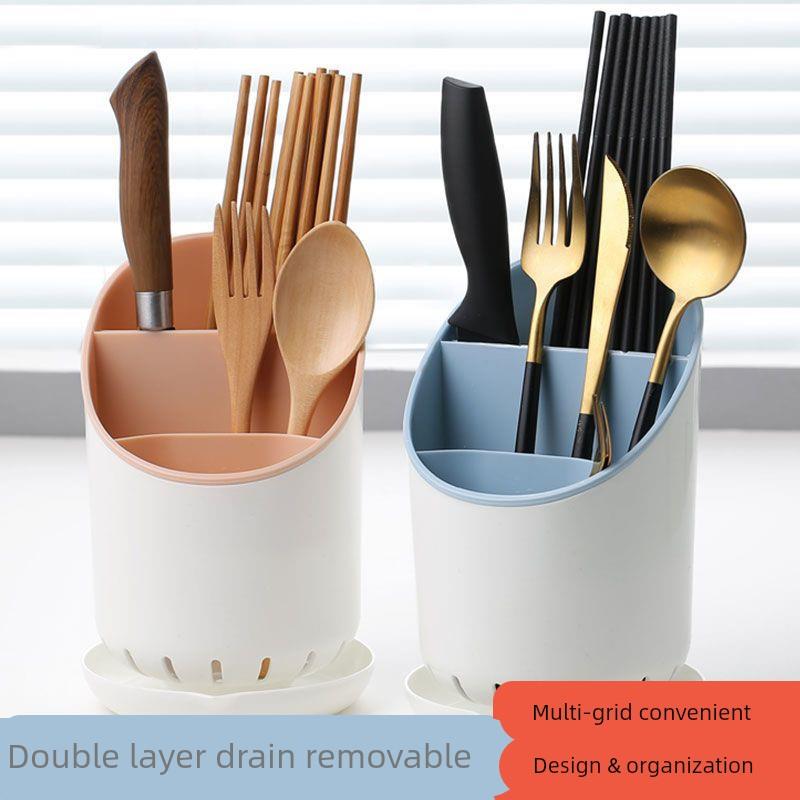 厨房筷子筒沥水餐具收纳盒勺子叉置物架塑料筷子篓创意筷托筷子笼