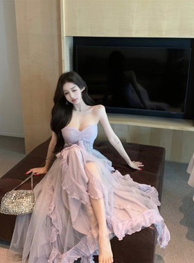 连衣裙可达度假设计抹胸连衣裙