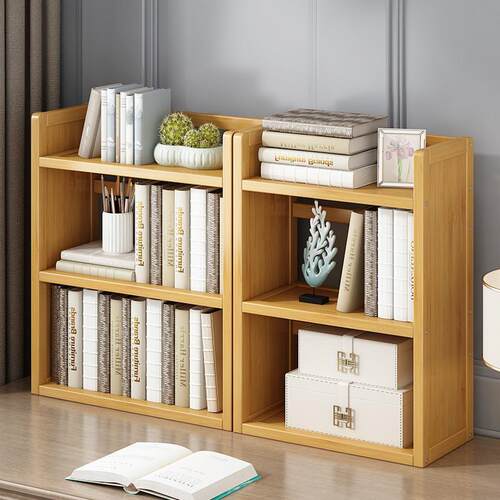 竹子书架迷你桌面三层木质适合放在桌子上的小书柜小型多层置物架