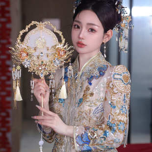 新品 喜扇成品团扇9145 团扇批发结婚新娘秀禾服手工婚扇中式