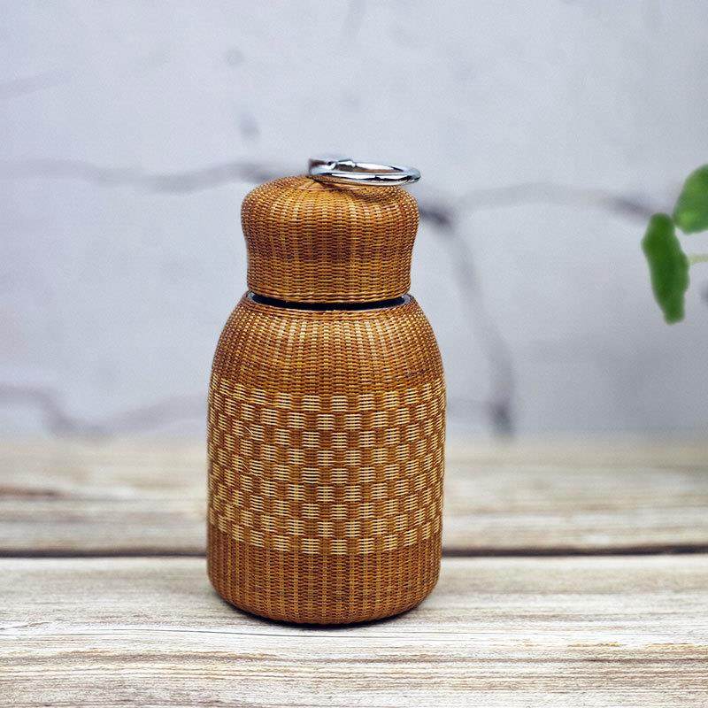 手工编织竹丝扣保温杯304不锈钢内胆竹编外壳热水瓶保温壶保温杯