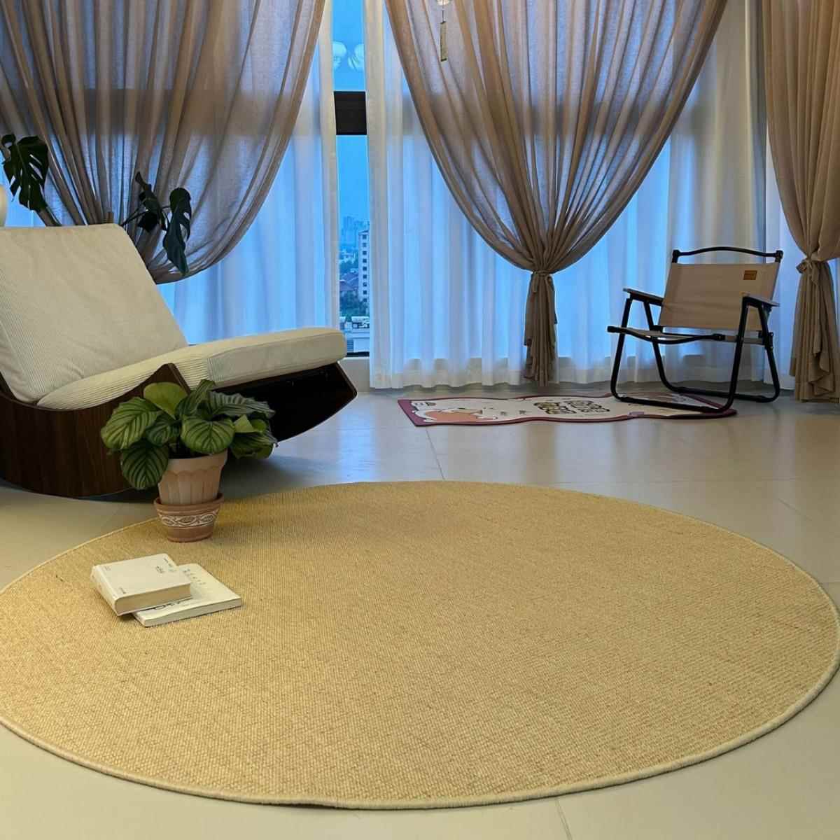 天然纯剑麻地毯客厅卧室茶几垫耐磨防尘防螨圆形方形