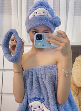 新款直销春夏秋冬季浴巾女生可穿可裹大毛巾浴袍式吸水浴裙干发帽