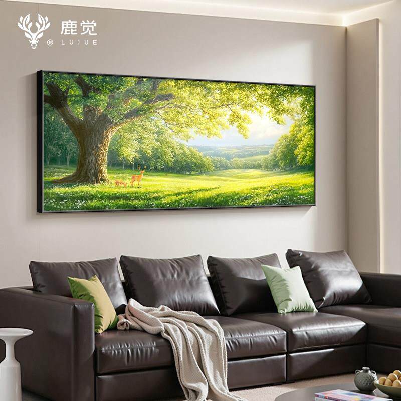 大树挂画高级感客厅沙发背景墙装饰画绿色小清新卧室画自然风景画