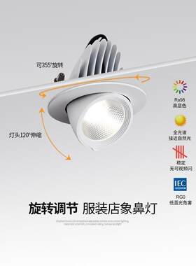 登斯邦象鼻灯led防眩射灯嵌入式可调角度服装店店铺97高显色