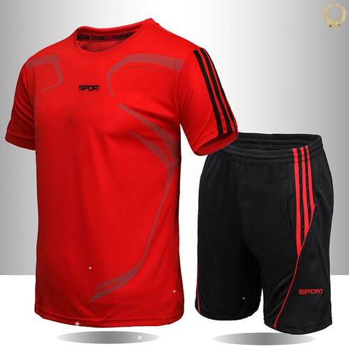 summer man men sport gym fitness suit wear clothes set 2pcs