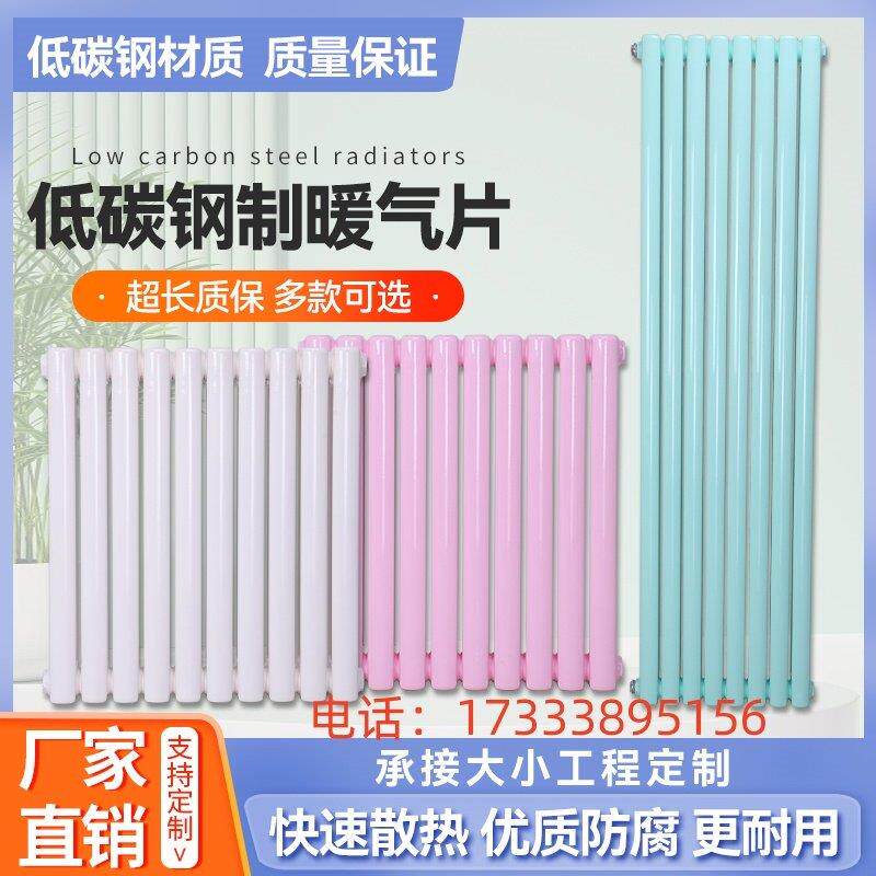 暖气片家用水暖钢制二柱立式集中供暖壁挂式明装散热片煤改气改电