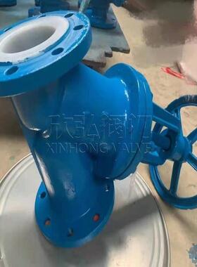 J44F46角式衬氟截止阀衬胶耐酸性软密封化工欣弘阀门