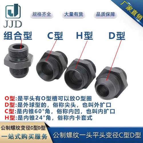 高压外丝公制英制变径接头C型D型M14M16M18M22液压对丝直接管接头
