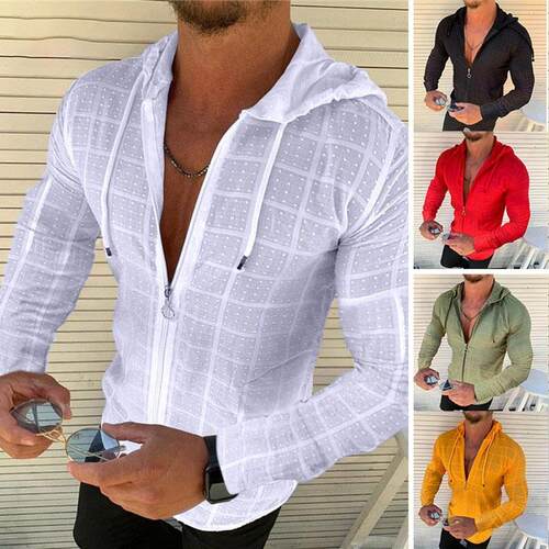 Shirt men's brushed cardigan long sleeved youth fashion