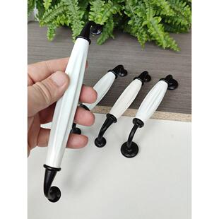 陶瓷把手衣柜拉手柜门抽屉黑白黑色复古柜子192长橱柜160孔距家具