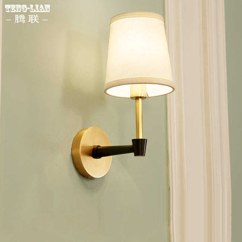 简约全铜壁灯美式现代过道走廊楼梯纯铜壁灯黑铜床头门口灯饰灯具