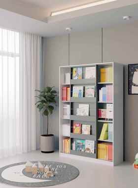 2I实木儿童书架落地绘本量架收kbx0606柜满架墙书柜纳大容学生书